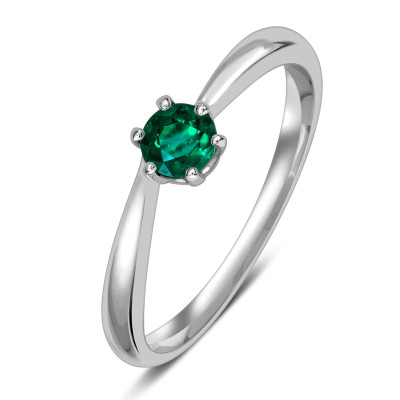 Помолвочное кольцо из платины с изумрудом (049051)