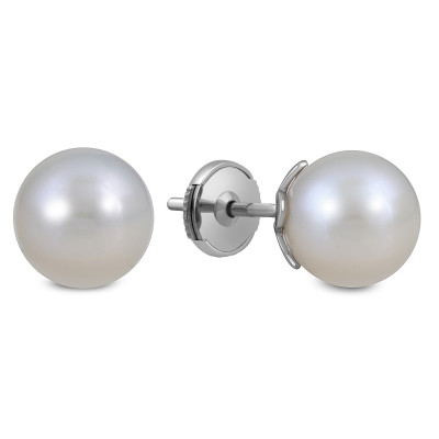 Серьги пусеты из белого золота с жемчугом (053463)