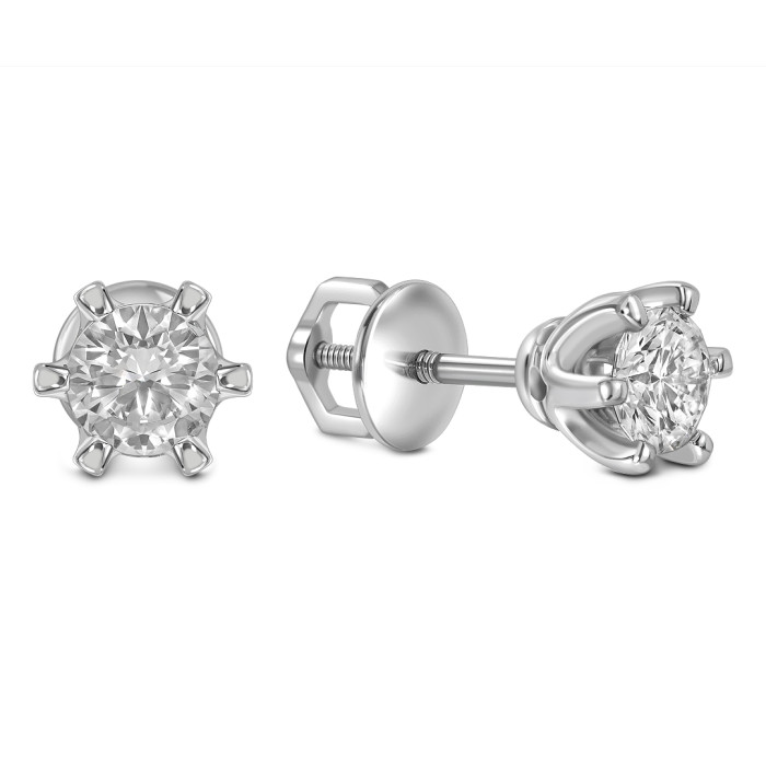 Серьги пусеты из платины с бриллиантами (054327)