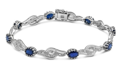 Браслет из белого золота с бриллиантами и сапфирами (023985)