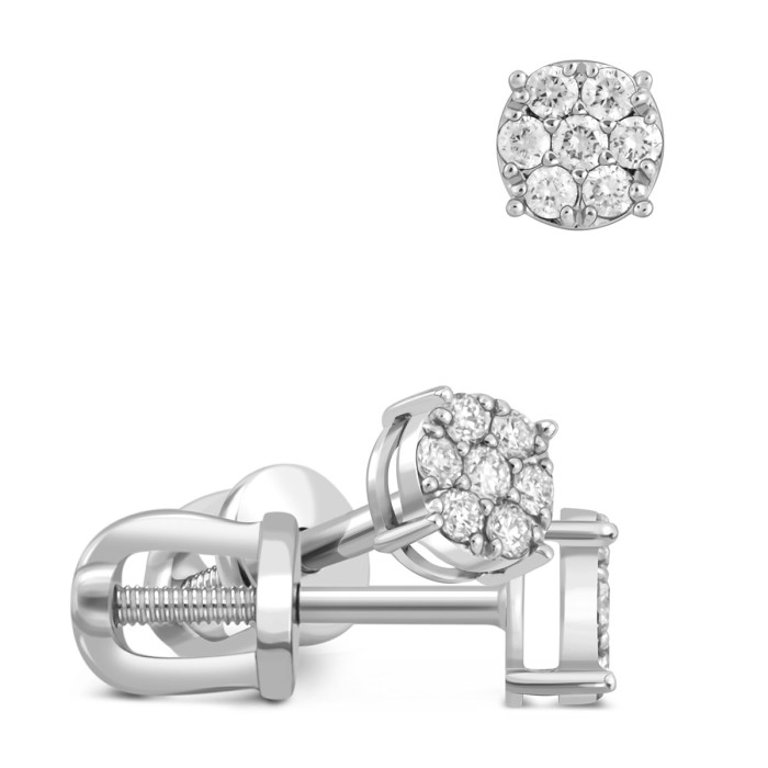 Серьги пусеты из белого золота с бриллиантами (043917)