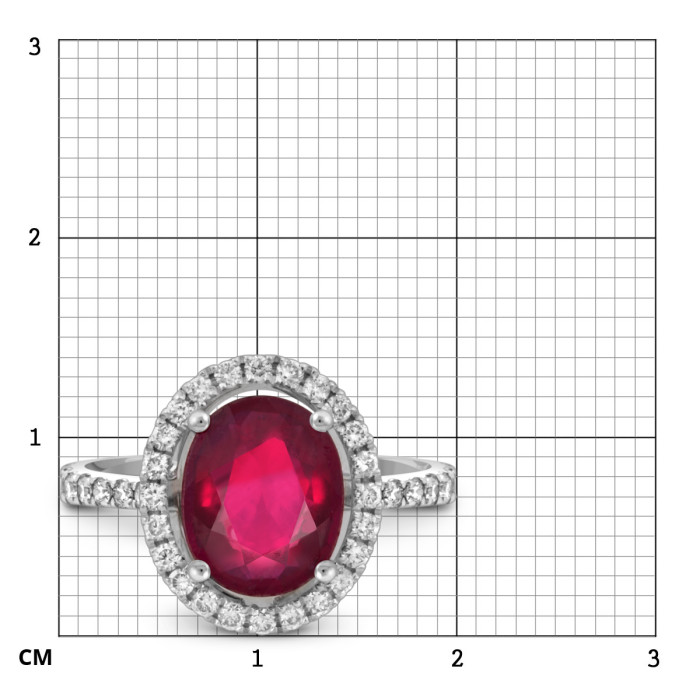 Кольцо из белого золота с бриллиантами и рубином (049386)