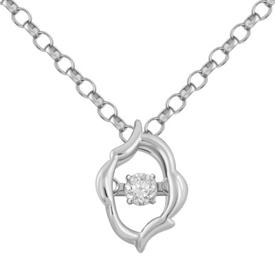 Колье из белого золота с &quot;плавающим&quot; бриллиантом (041278)