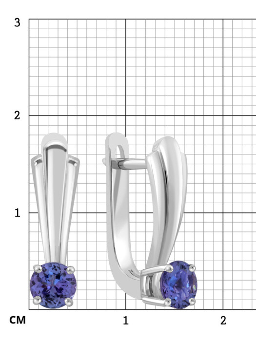 Серьги из белого золота с танзанитами (042956)