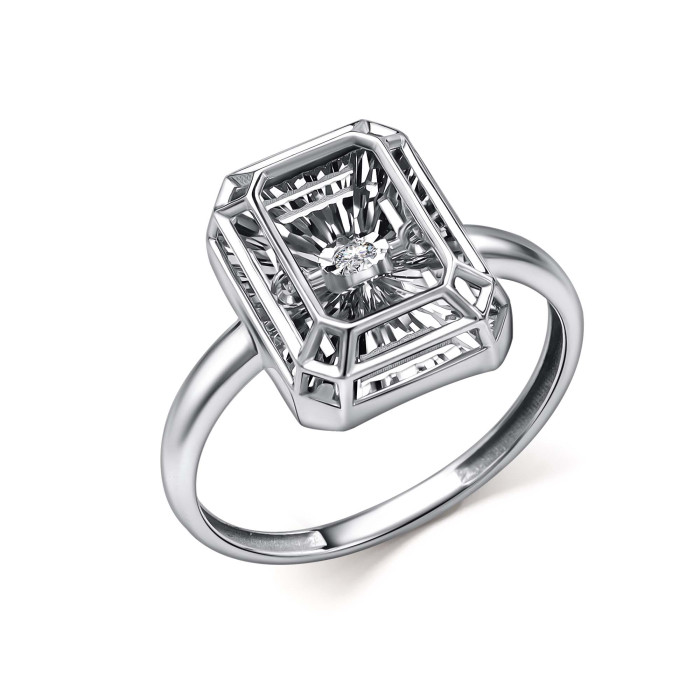 Кольцо из белого золота с "танцующим" бриллиантом (063026)