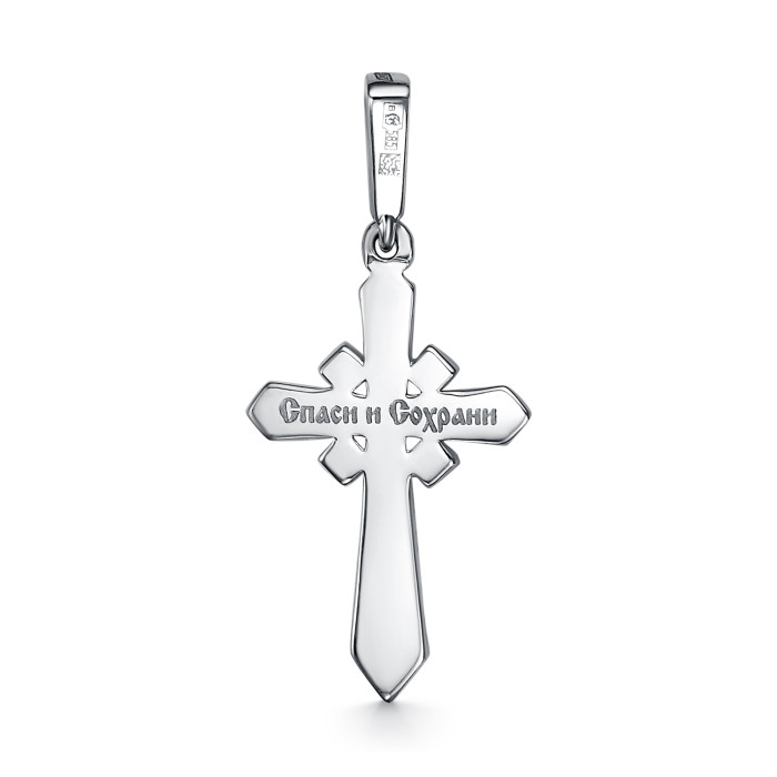 Кулон крест из белого золота с бриллиантами (039518)