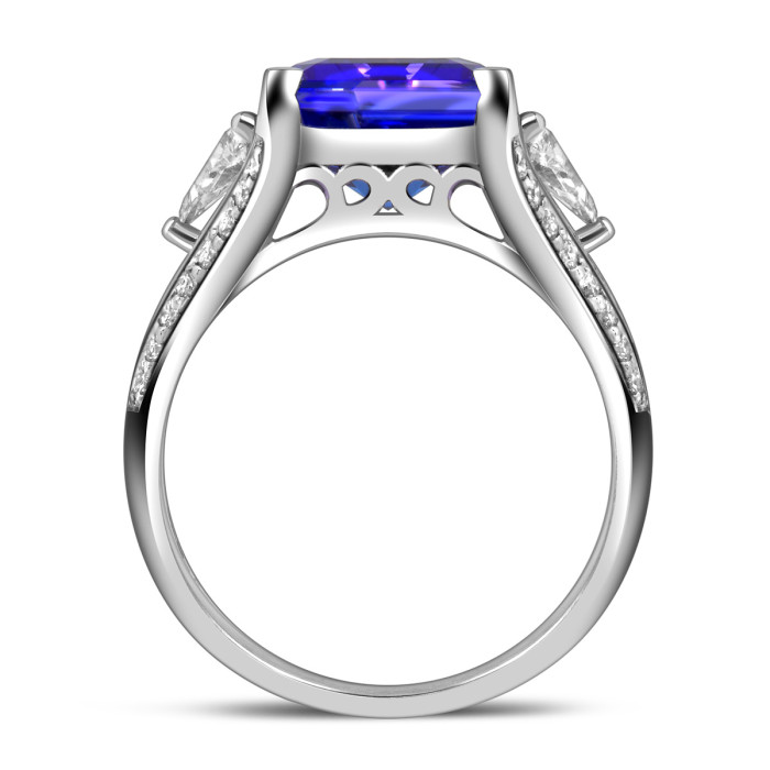 Кольцо из белого золота с бриллиантами и танзанитом (053571)