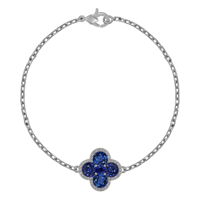 Браслет из белого золота с бриллиантами и сапфирами (055550)