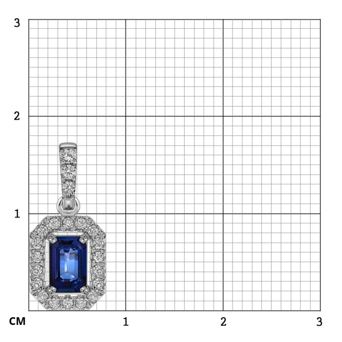 Кулон из белого золота с бриллиантами и сапфиром (061581)
