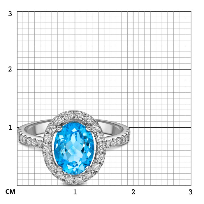 Кольцо из белого золота с бриллиантами и топазом (060383)
