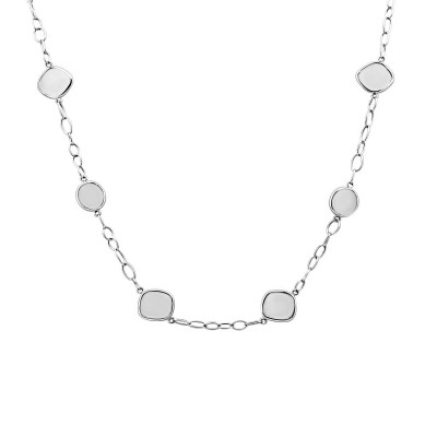 Колье из белого золота с белым кварцем (009401)