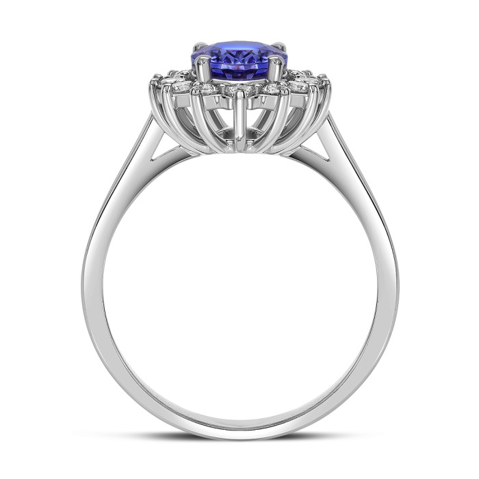 Кольцо из белого золота с бриллиантами и танзанитом (061602)