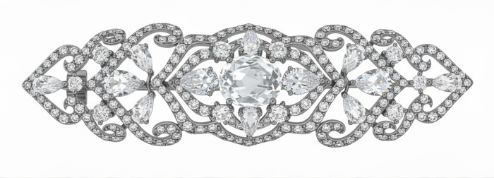 Брошь из белого золота с бриллиантами и топазами (042781)