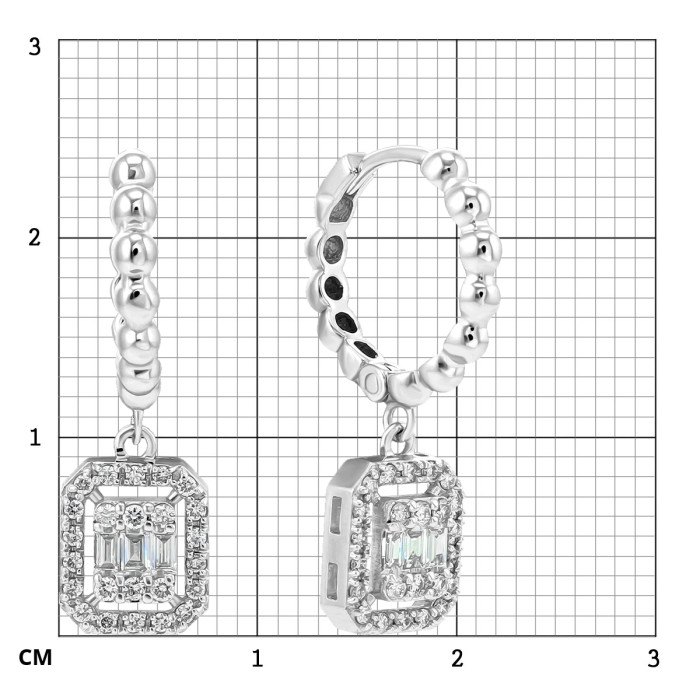 Серьги из белого золота с бриллиантами  (051568)
